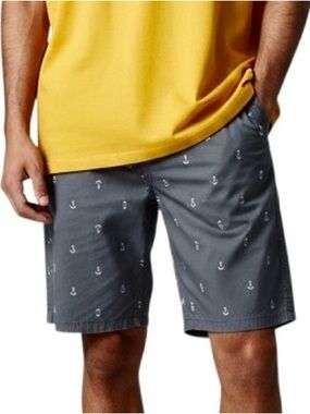 Galaxy By Harvic Anchor Printed Men’s Gray Bermudas Shorts Size 40